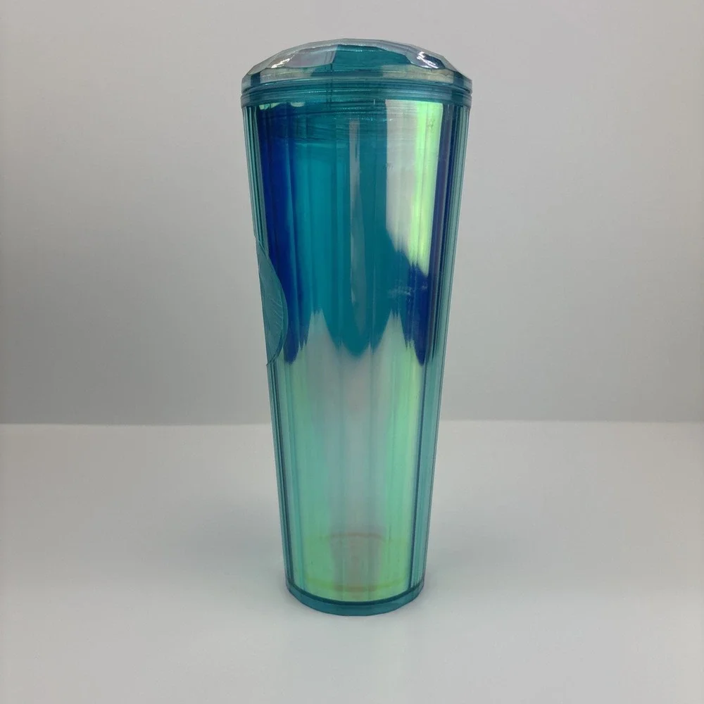 Starbucks 2021 Summer Turquoise Teal Blue Iridescent‎ Kaleidoscope Tumbler 24oz